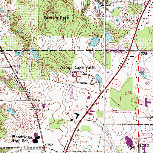 Topographic Map of Wyoga Lake Park, OH