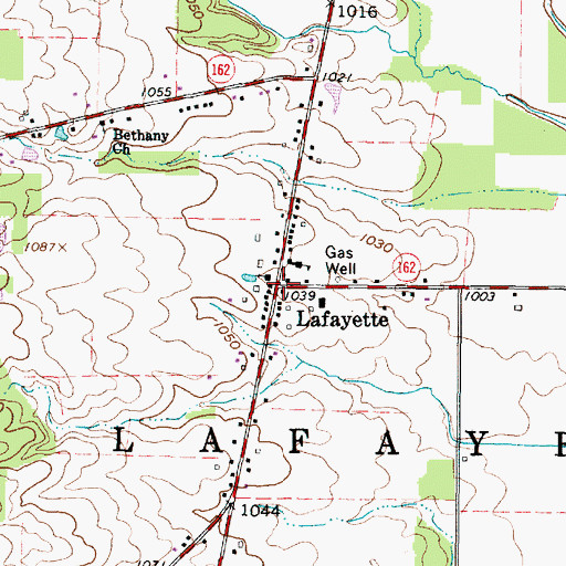 Topographic Map of Lafayette, OH
