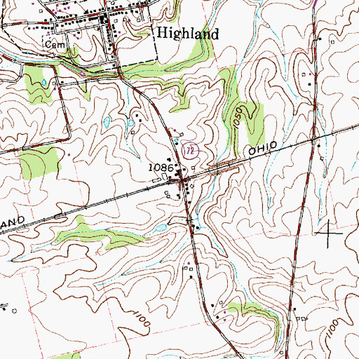 Topographic Map of Highland Station, OH