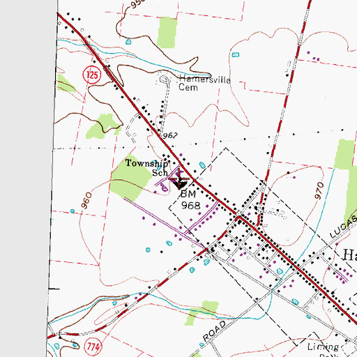 Topographic Map of Hamersville Elementary School, OH