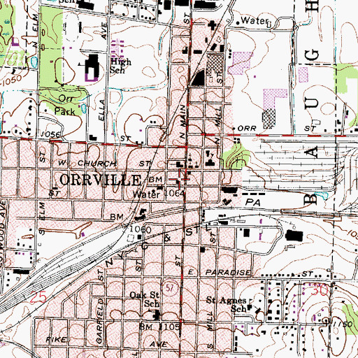 Topographic Map of Orrville City Hall, OH