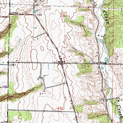 Topographic Map of Mechanicsburg, OH