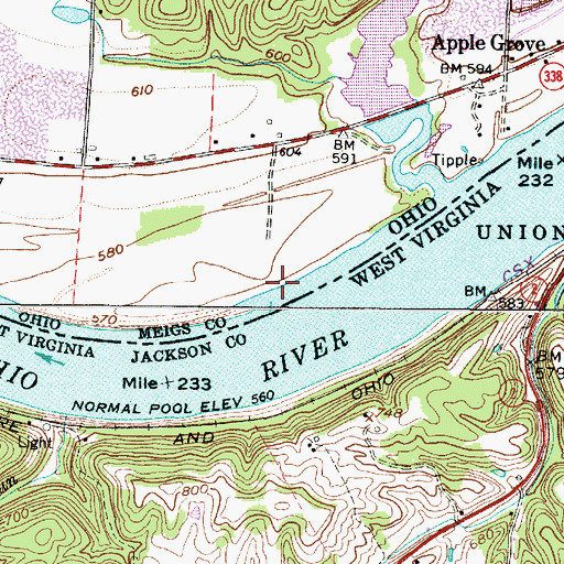 Topographic Map of Widow Parr Landing, OH