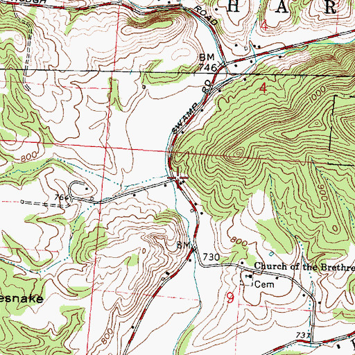 Topographic Map of Charleston (historical), OH