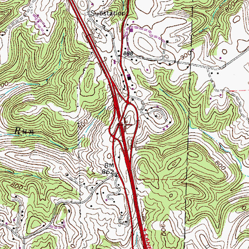 Topographic Map of Interchange 6, OH