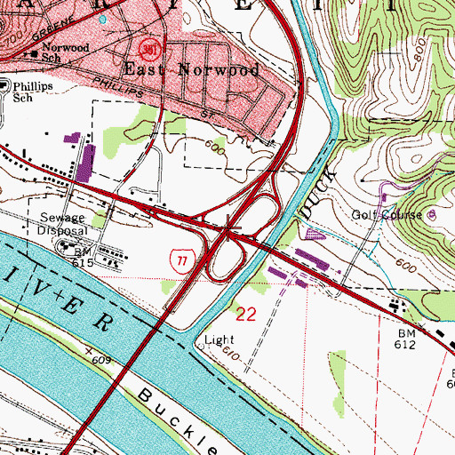 Topographic Map of Interchange 1, OH