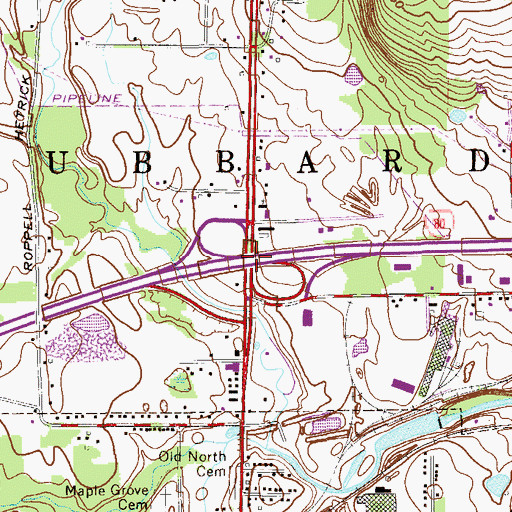 Topographic Map of Interchange 234, OH
