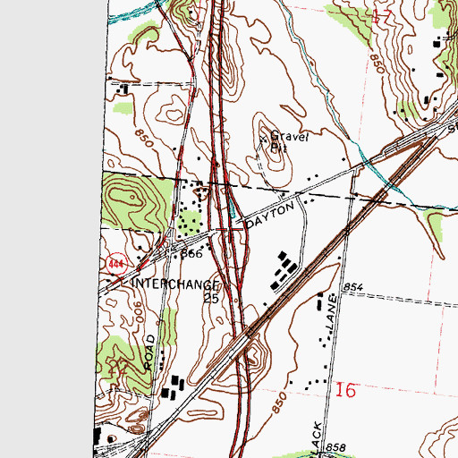Topographic Map of Interchange 25, OH