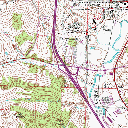 Topographic Map of Interchange 25, OH
