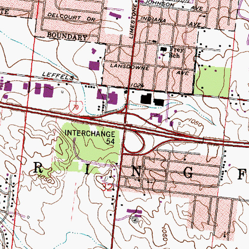 Topographic Map of Interchange 54, OH