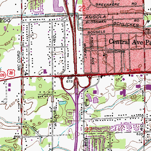 Topographic Map of Interchange 13, OH