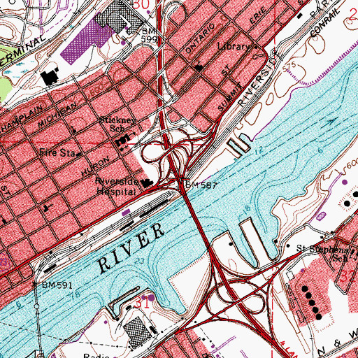 Topographic Map of Interchange 10A, OH