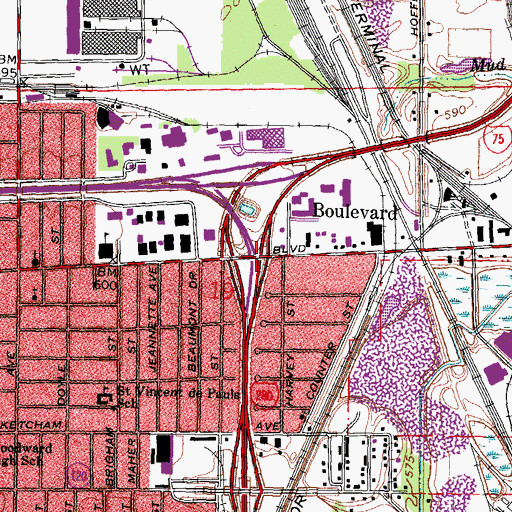 Topographic Map of Interchange 12A, OH