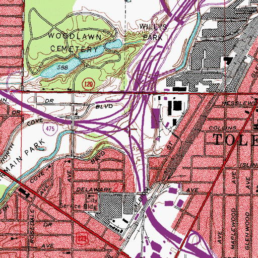Topographic Map of Interchange 20B, OH