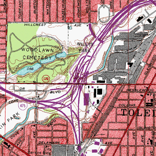 Topographic Map of Interchange 205A, OH