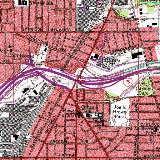 Topographic Map of Interchange 206, OH