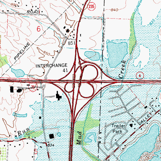 Topographic Map of Interchange 41, OH