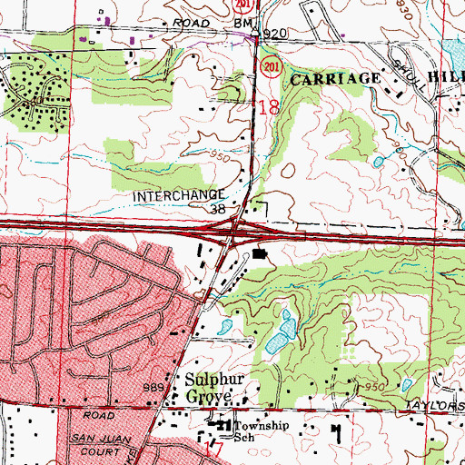 Topographic Map of Interchange 38, OH