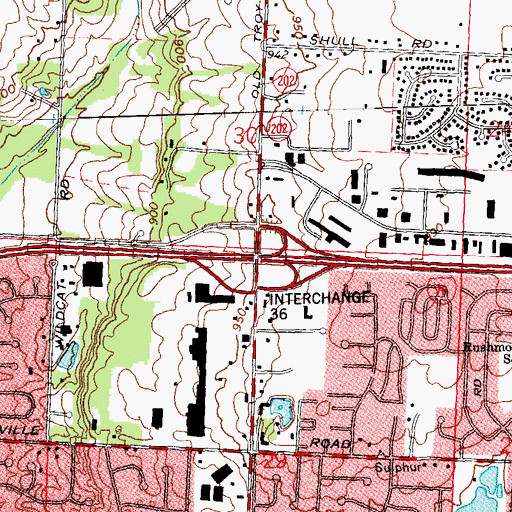 Topographic Map of Interchange 36, OH