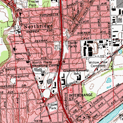 Topographic Map of Interchange 58, OH