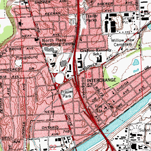 Topographic Map of Interchange 57, OH