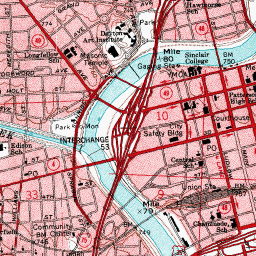 Topographic Map of Interchange 53, OH