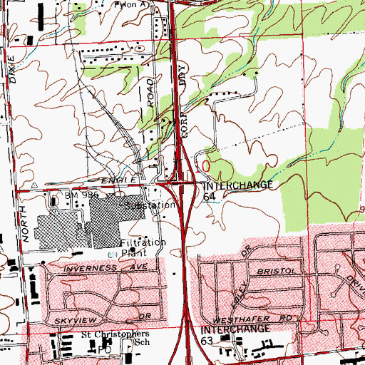Topographic Map of Interchange 64, OH