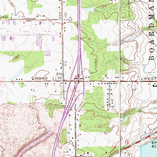 Topographic Map of Interchange 14, OH