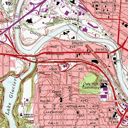 Topographic Map of Interchange 5, OH