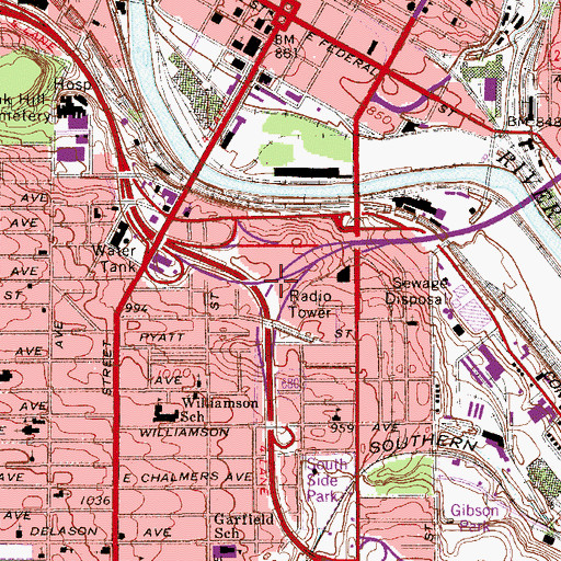 Topographic Map of Interchange 6, OH