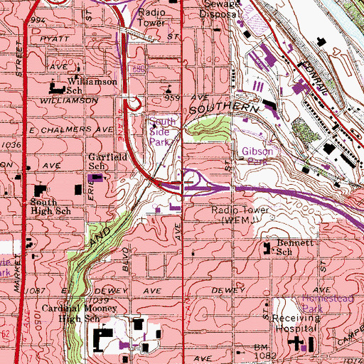 Topographic Map of Interchange 7, OH