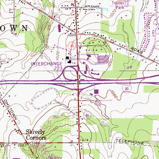 Topographic Map of Interchange 223, OH