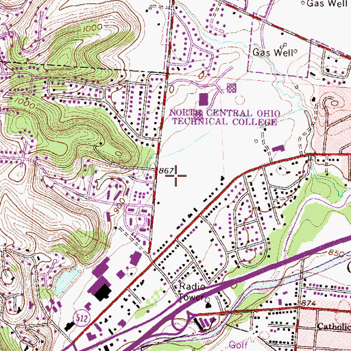 Topographic Map of Ohio State University Newark Branch, OH