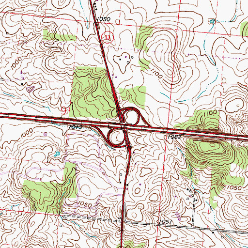 Topographic Map of Interchange 132, OH