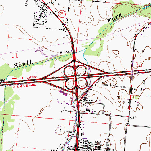 Topographic Map of Interchange 129, OH