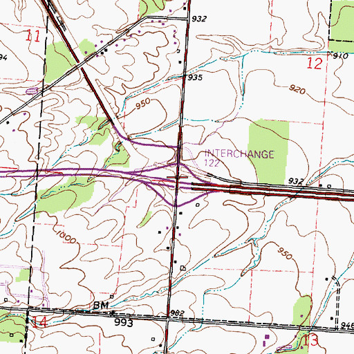 Topographic Map of Interchange 122, OH