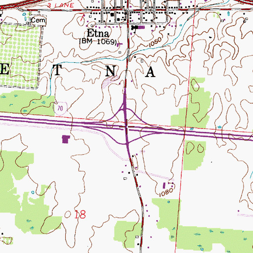 Topographic Map of Interchange 118, OH
