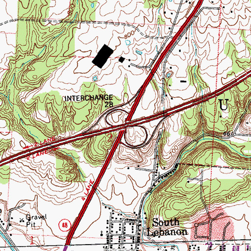 Topographic Map of Interchange 28, OH