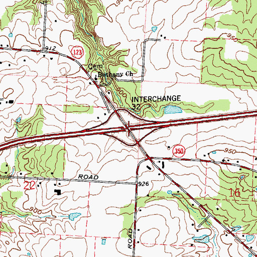 Topographic Map of Interchange 32, OH