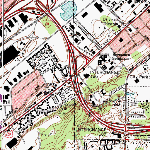 Topographic Map of Interchange 186, OH