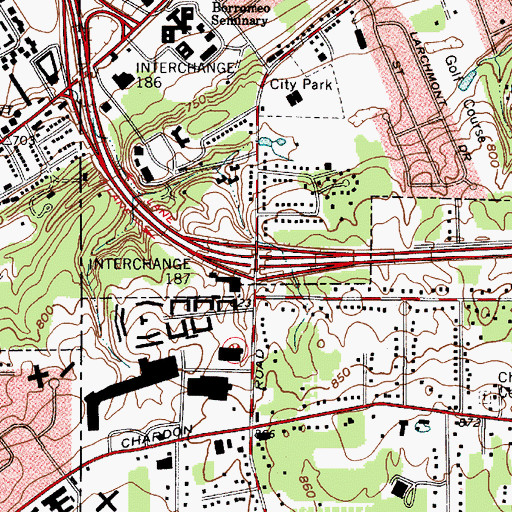 Topographic Map of Interchange 187, OH