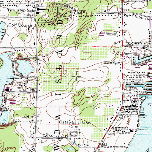 Topographic Map of Catawba Island, OH