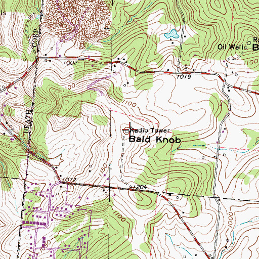 Topographic Map of Bald Knob, OH
