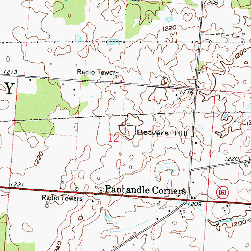 Topographic Map of Beavers Hill, OH