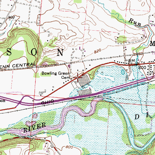 Topographic Map of Bowling Green Cemetery, OH