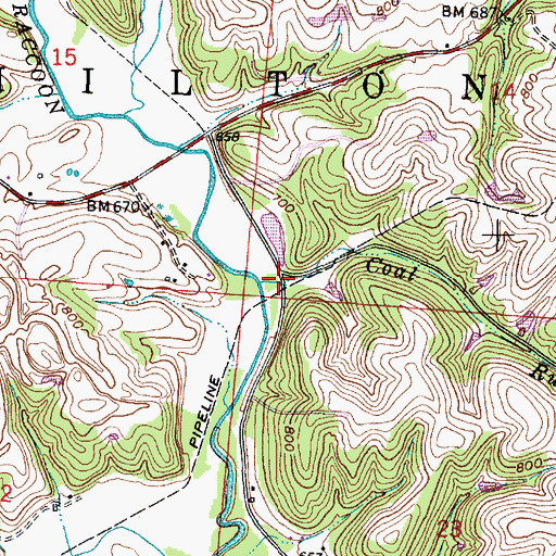 Topographic Map of Coal Run, OH