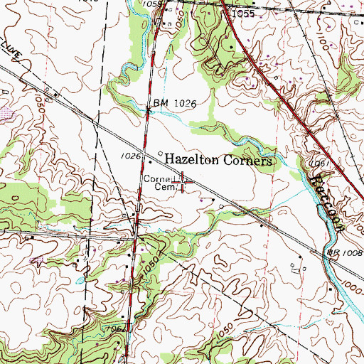 Topographic Map of Cornell Cemetery, OH