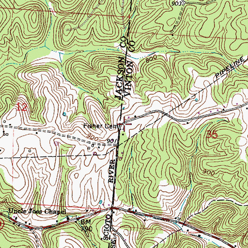 Topographic Map of Fisher Cemetery, OH