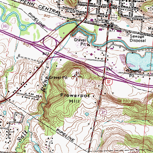 Topographic Map of Flowerpot Hill, OH