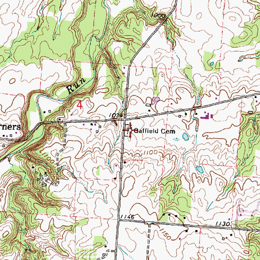 Topographic Map of Gaffield Cemetery, OH